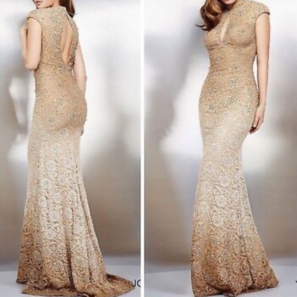 JOVANI sz 2 Ombré nude dress with sequins